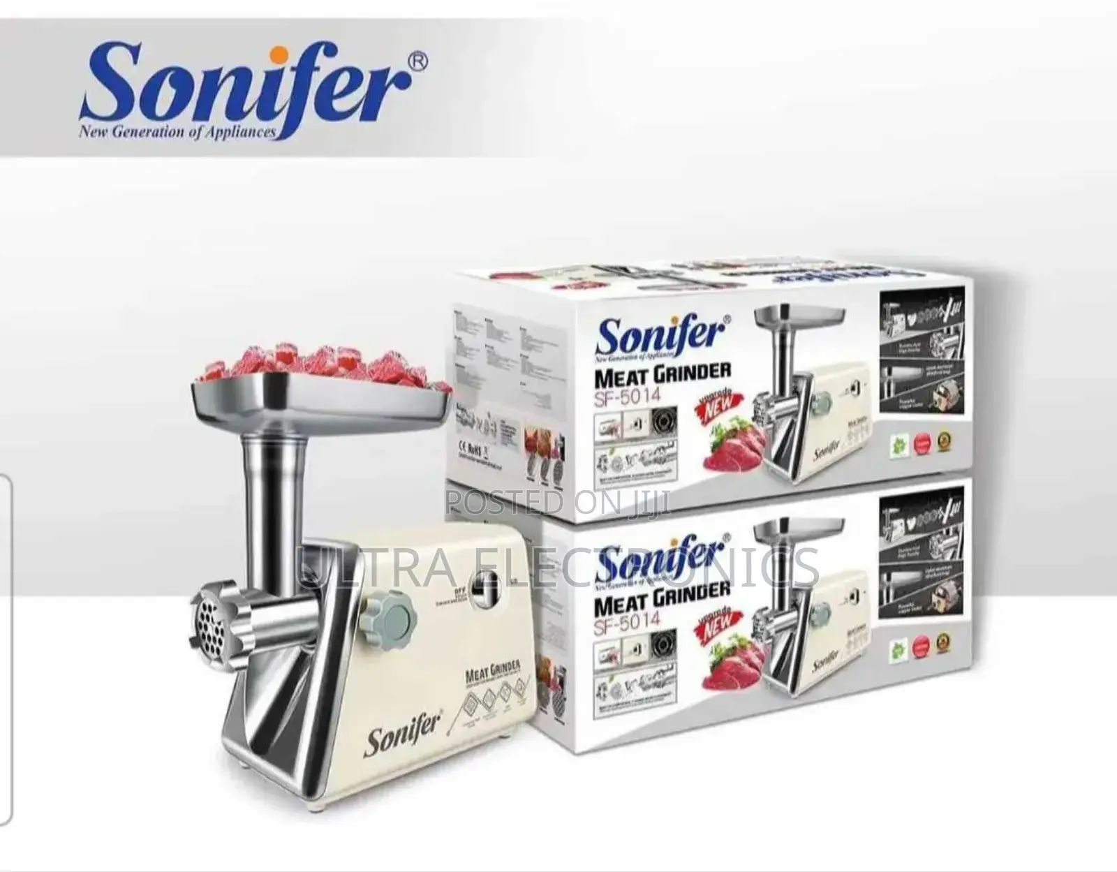 Sonifer Sf-5014 Electric Meat Grinder. It Features a Powerful Motor,