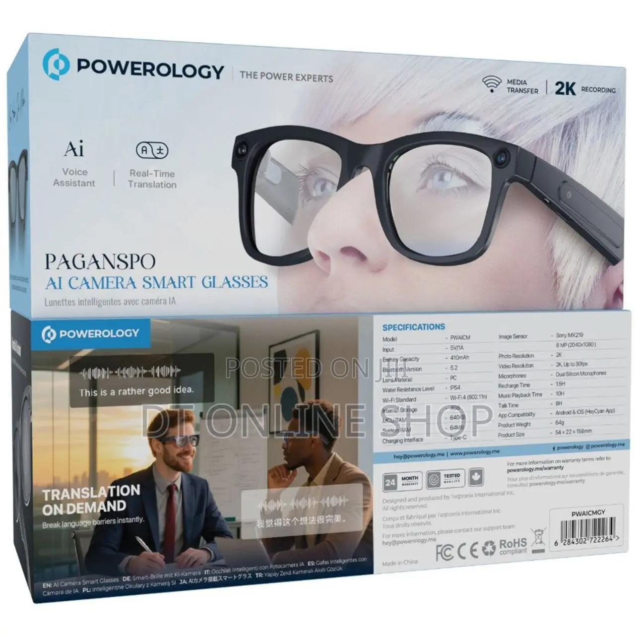 Powerology Paganspo Al Camera Smart Glasses