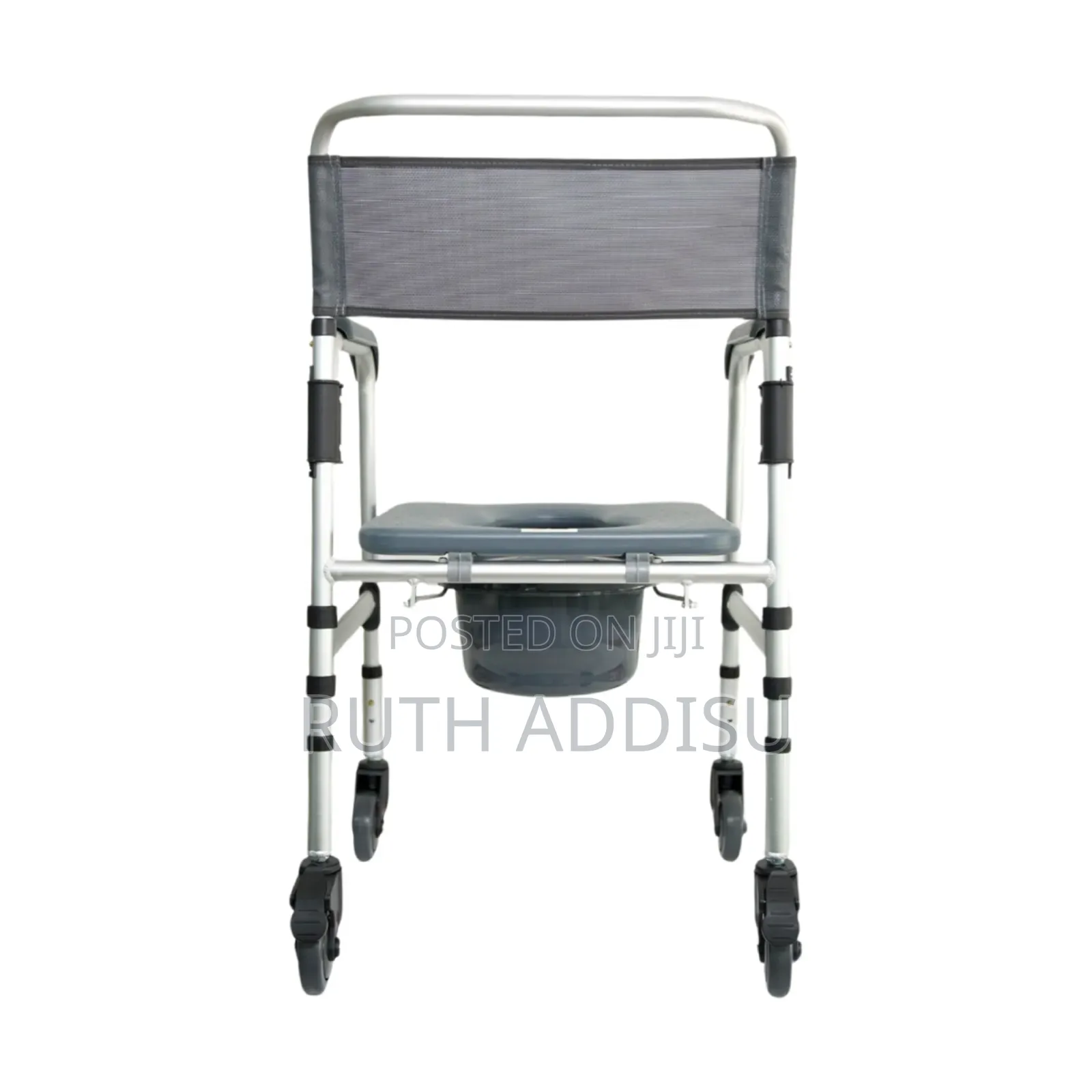 Shower Wheelchair 17.7in Aluminum Alloy Commode Bathroom Wheelchair