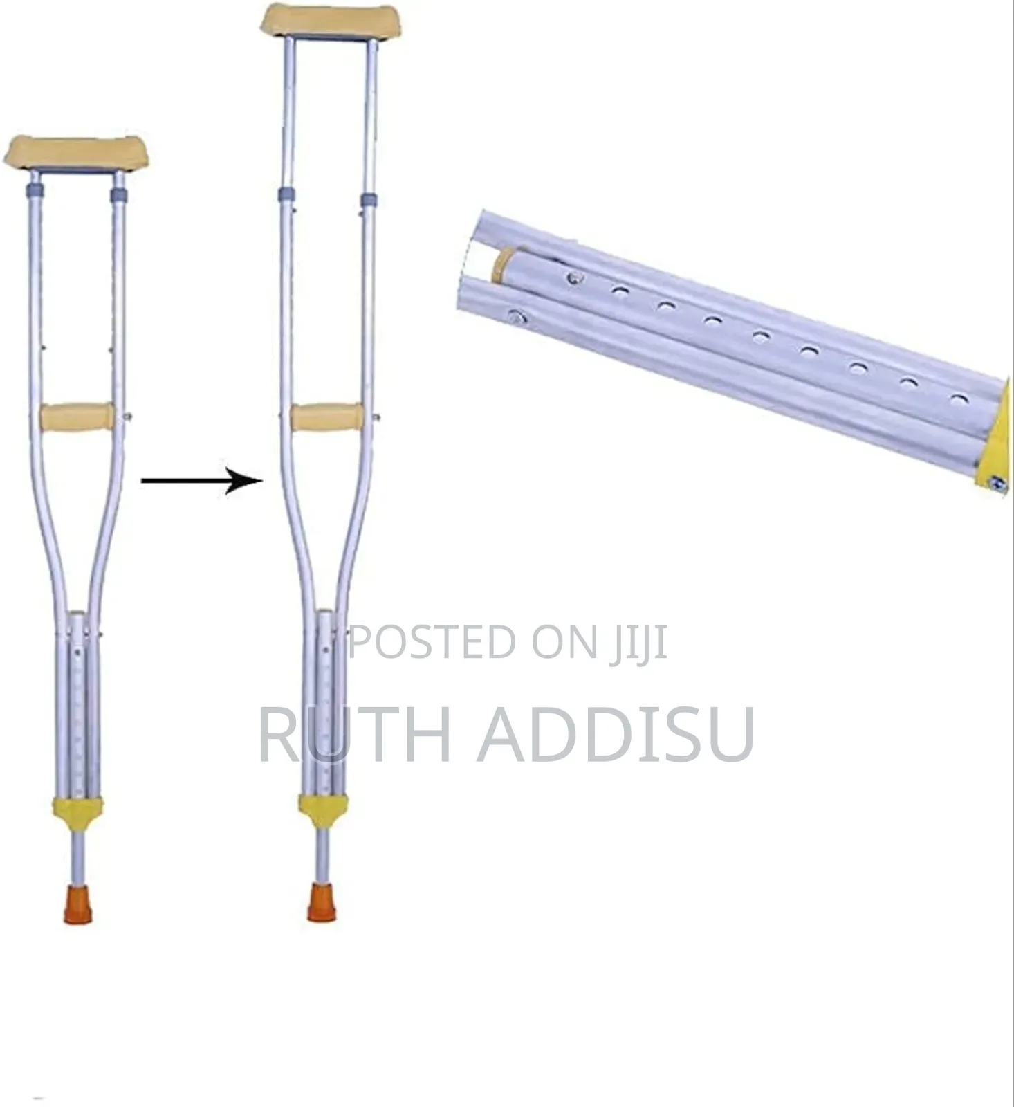 Silted Crutch Old Man Walking Stick Double-Lift Cane Underarm Aluminum