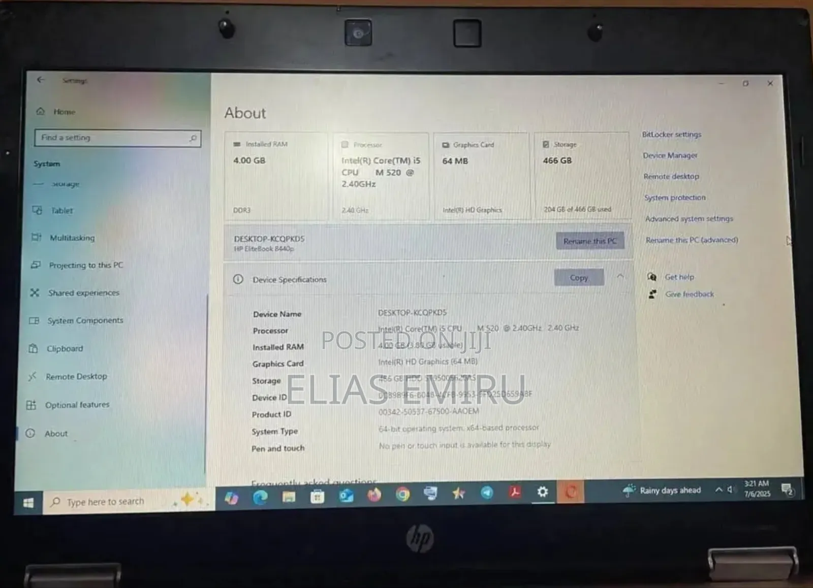 Laptop HP 250 G1 4GB Intel Core i5 HDD 500GB
