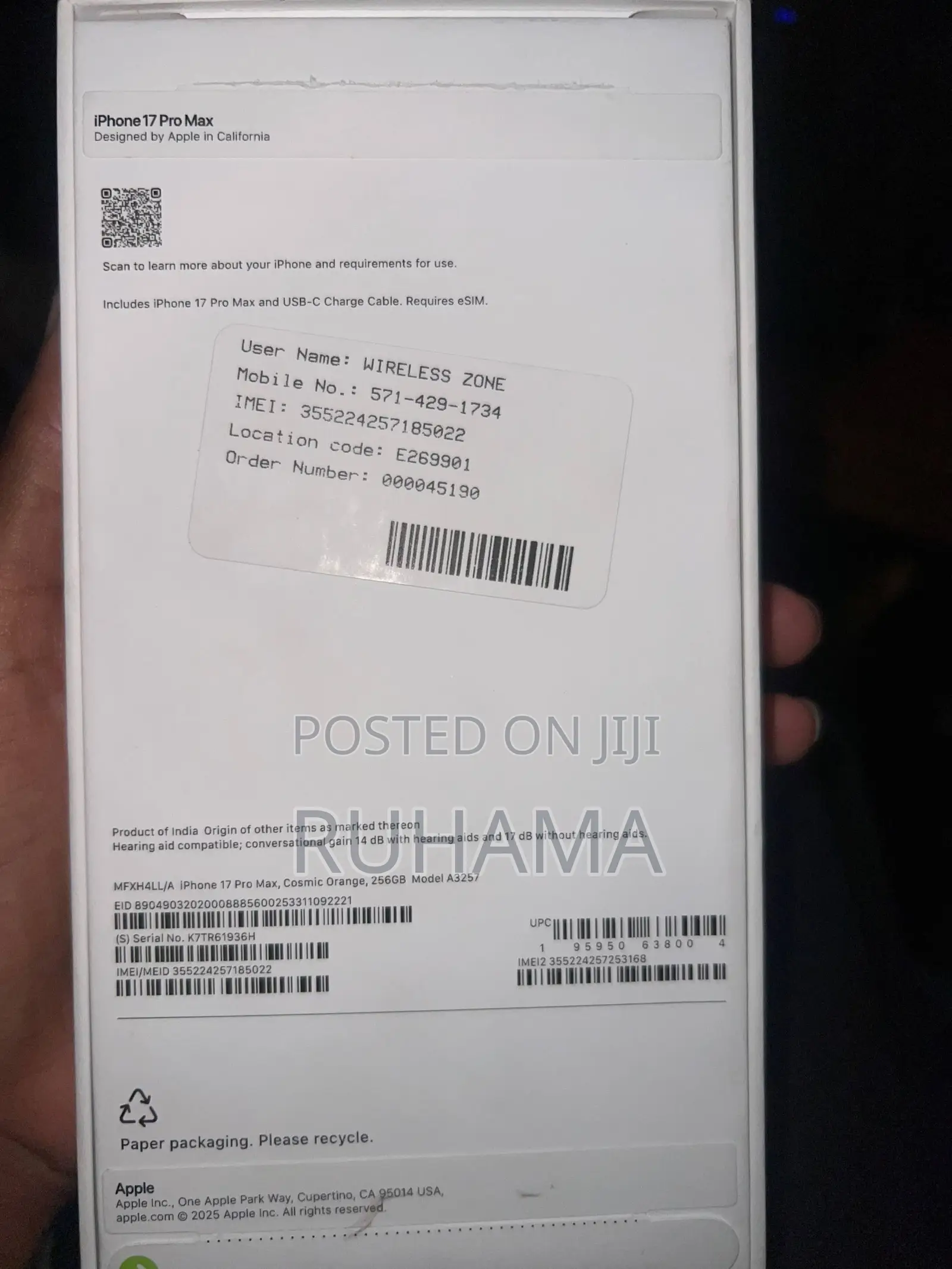 New Apple iPhone 17 Pro Max 256 GB Orange