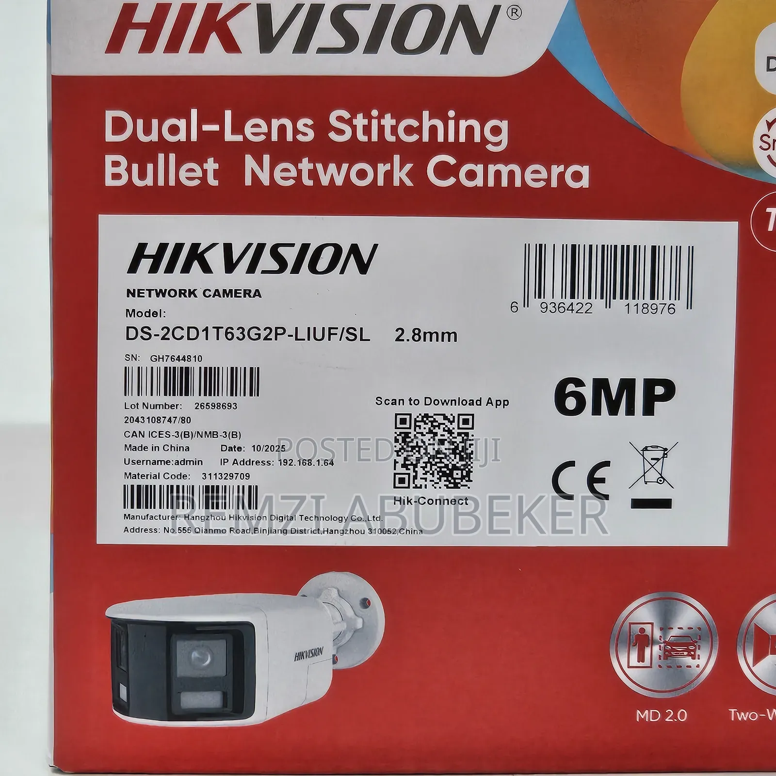 6mp Dual Lens 1800 Stitched Wide Angle Camera
