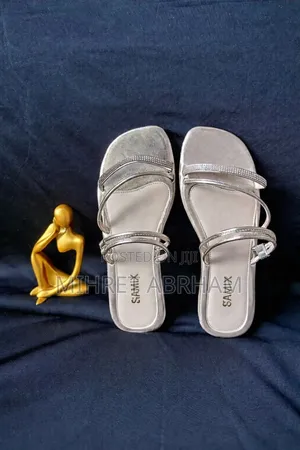 Multi Strap Metallic Flat Sandals