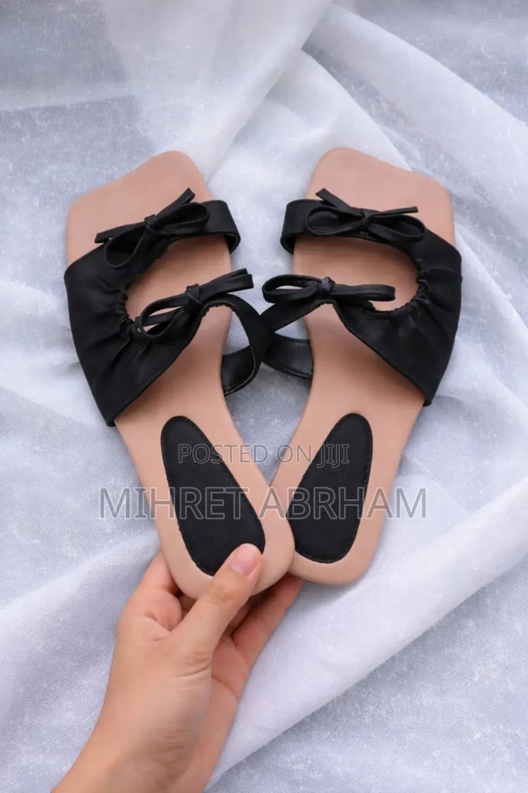 Women’S Bow Square Toe Flat Sandals