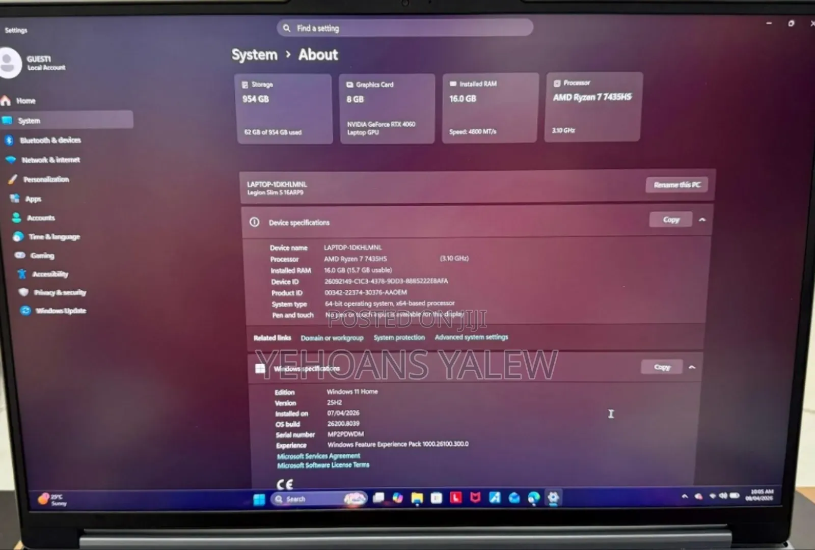 New Laptop Lenovo LOQ 15AHP10 16GB AMD Ryzen 7 SSD 1T