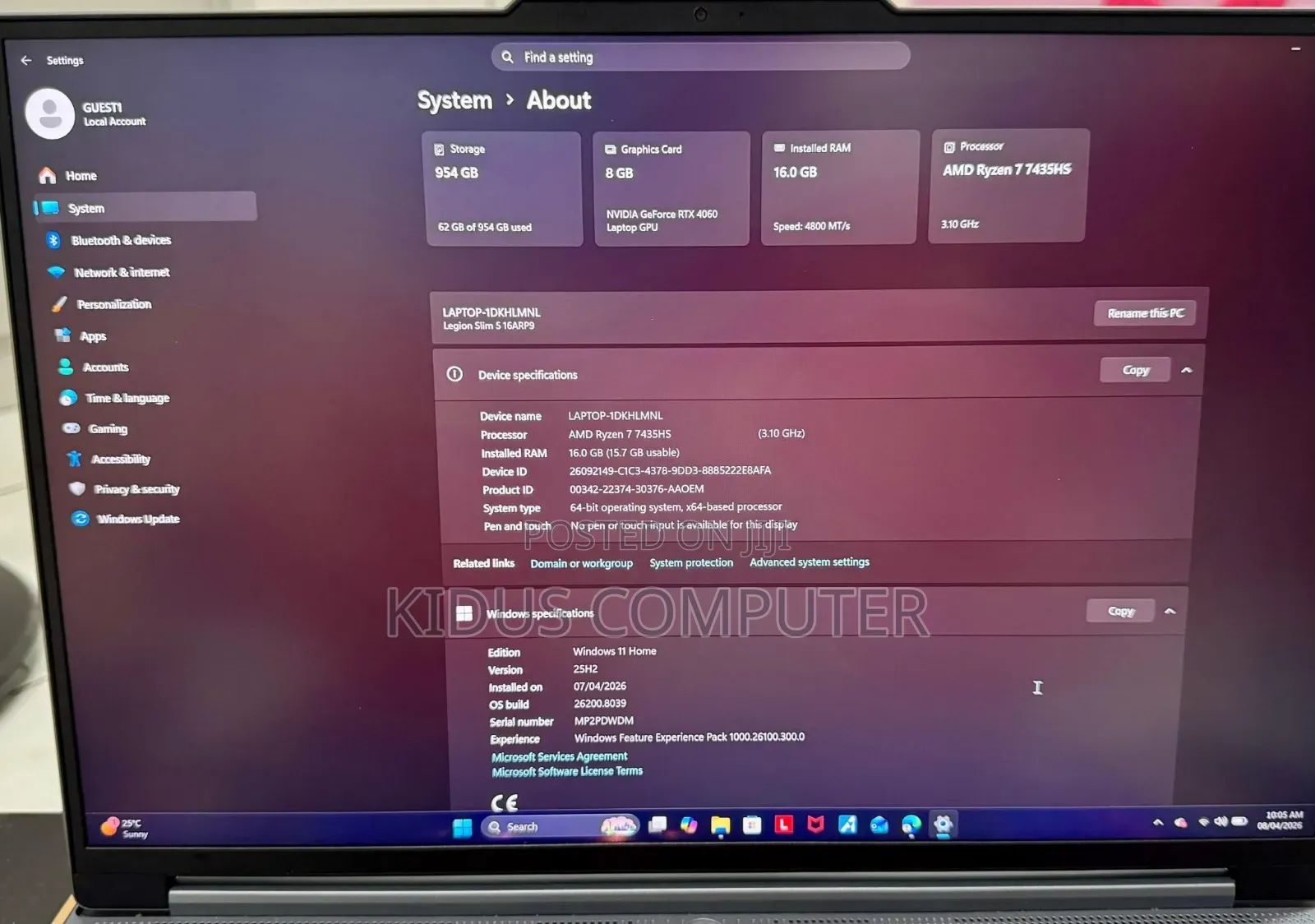 New Laptop Lenovo Legion 5 16GB AMD Ryzen 7 SSD 1T