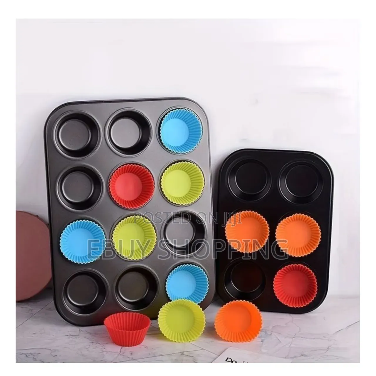 Premium 12-Cup Carbon Steel Cupcake Pan 12 Reusable Silicone Liners