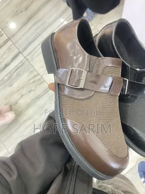 Brown Leather Mesh Men's Shoes