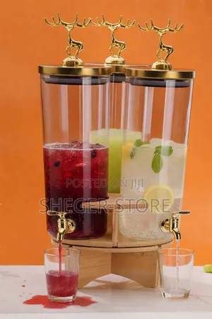 Epic Looking Rotating Glass Dispenser Jar With Wooden Rack