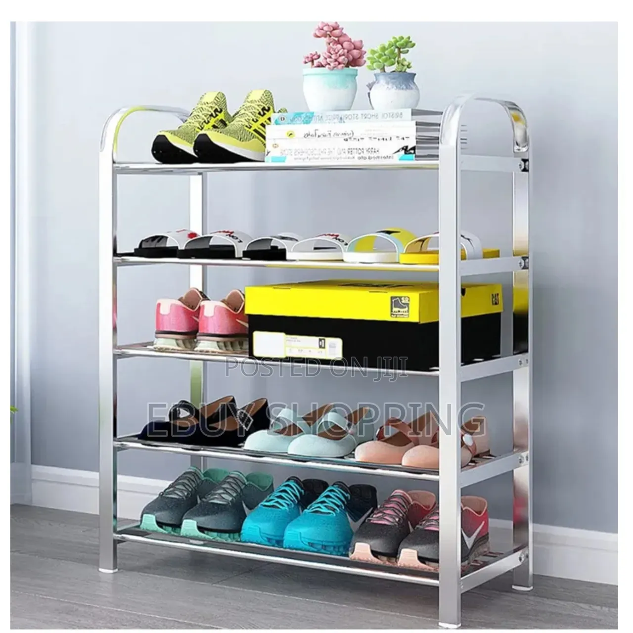 Durable Stainless Steel 4-Tier Footwear Rack for Entryway