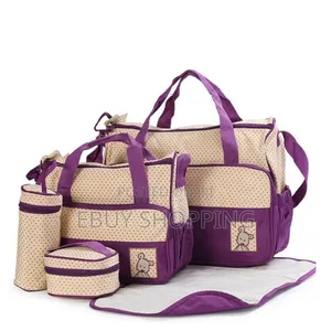 5pcs/Set Large Capacity Diaper Bag With Changing Mat, Purse