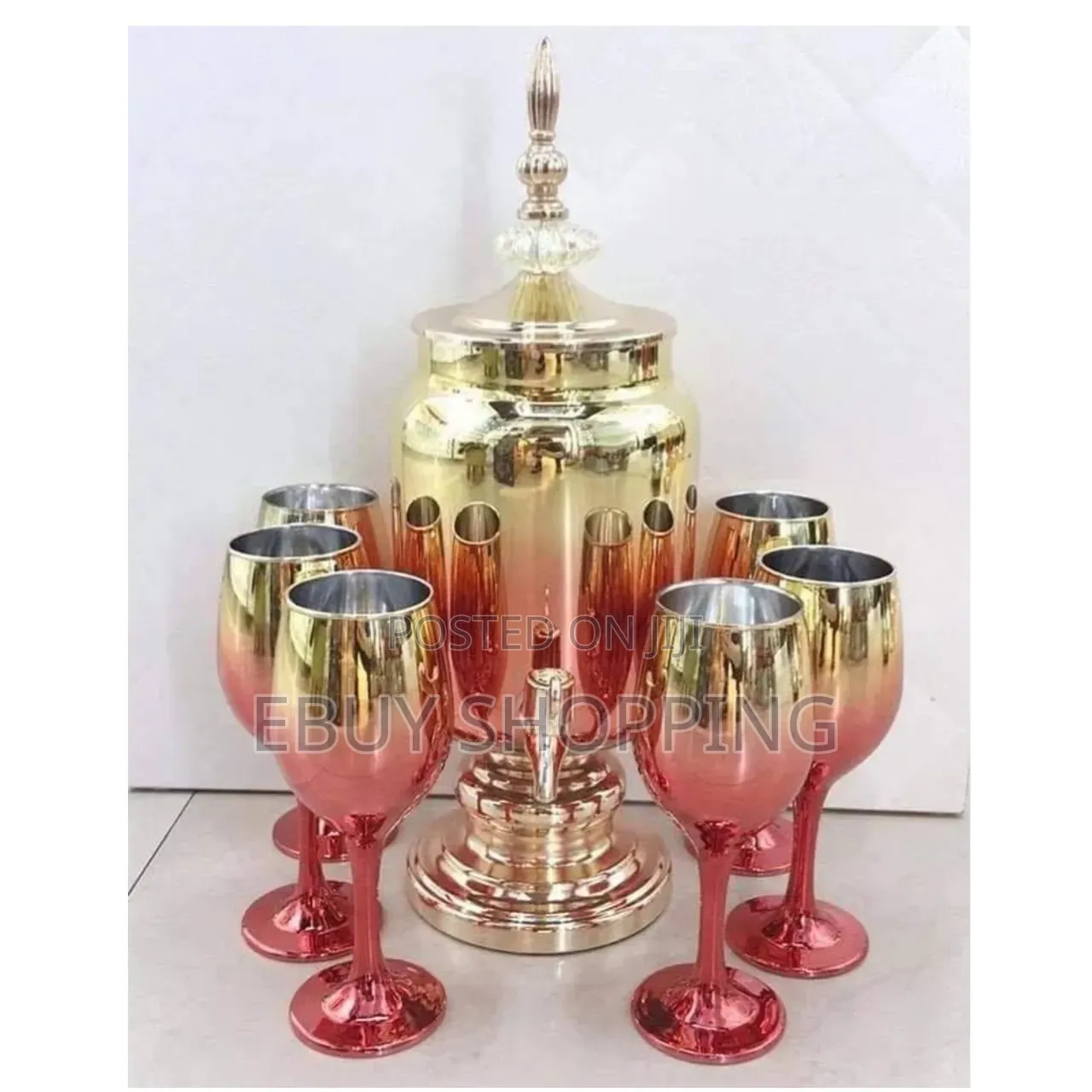 Vintage Charm 7-Piece Gold-Tinted Drink Server Set