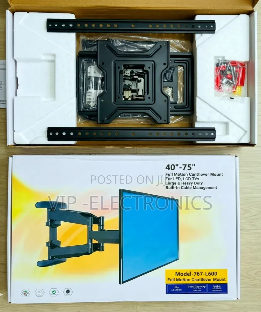 Pozzer Flexible Full Motion Wall Mount 40" To 75" Led/Lcd/Smart Tvs