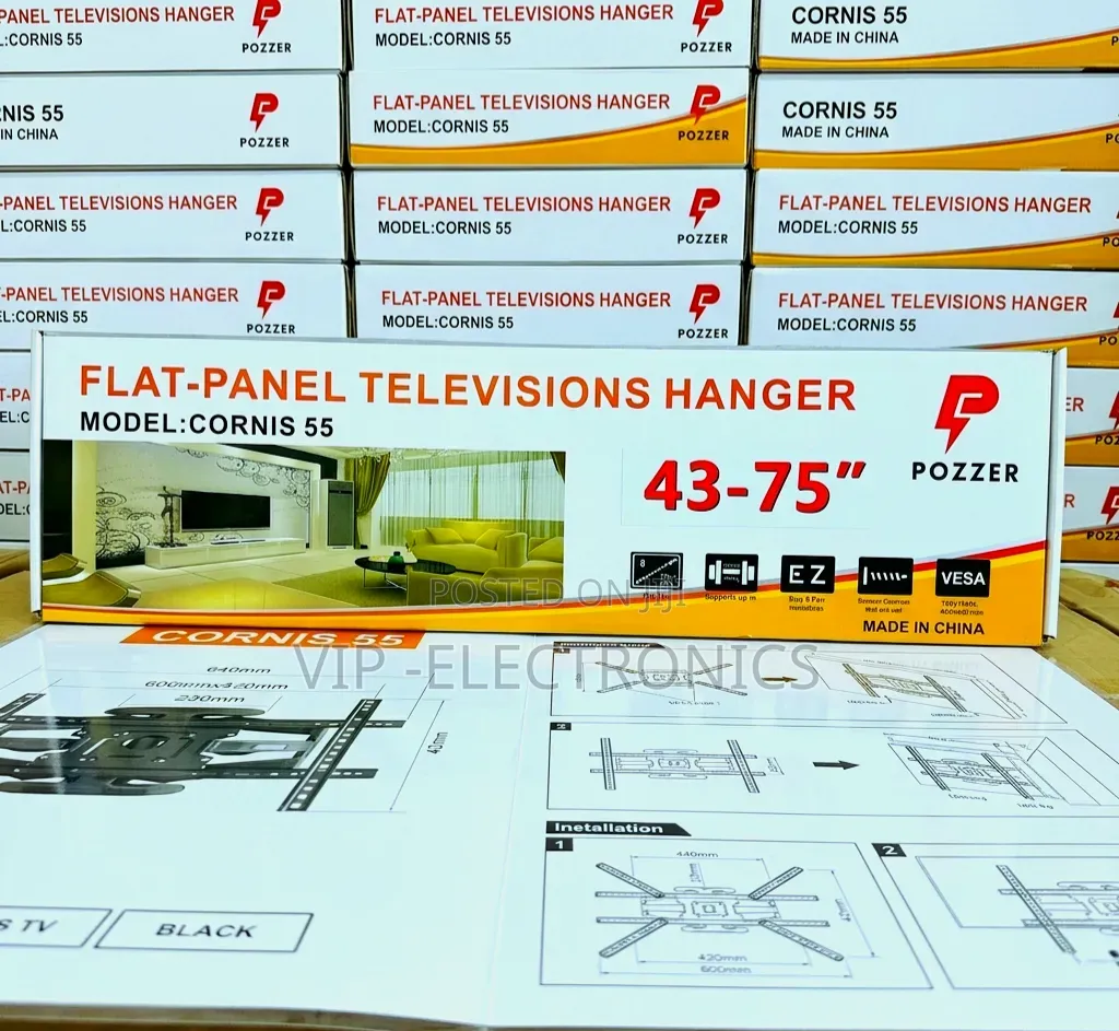Pozzer Cornis 55 Full-Motion Tv Wall Mount for 43"–75" Flat-Panel