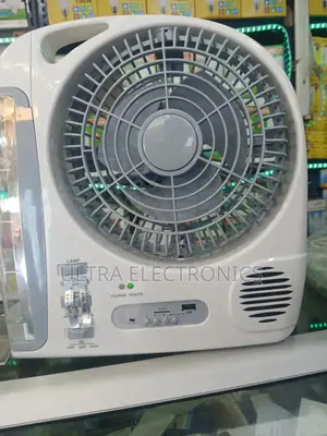 Fan, Rechargeable 8-Inch Led Lamp, Bluetooth Speaker, Fm Radio, And