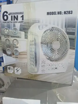 Fan, Rechargeable 8-Inch Led Lamp, Bluetooth Speaker, Fm Radio, And