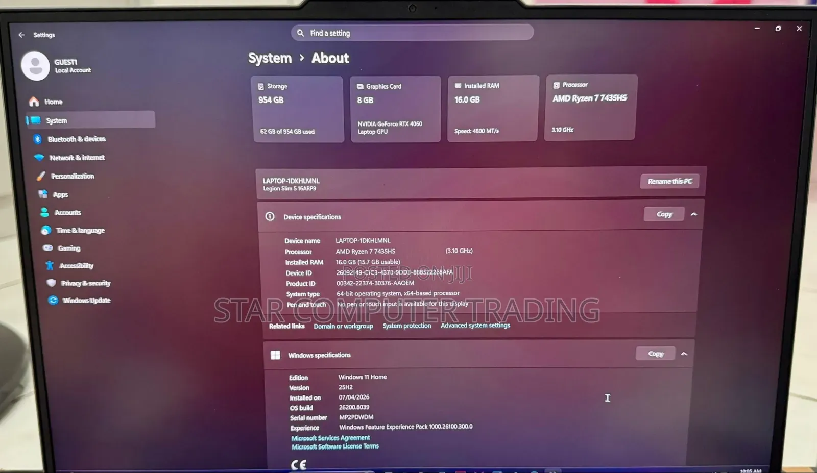 New Laptop Lenovo Legion 5 16GB AMD Ryzen 7 SSD 1T