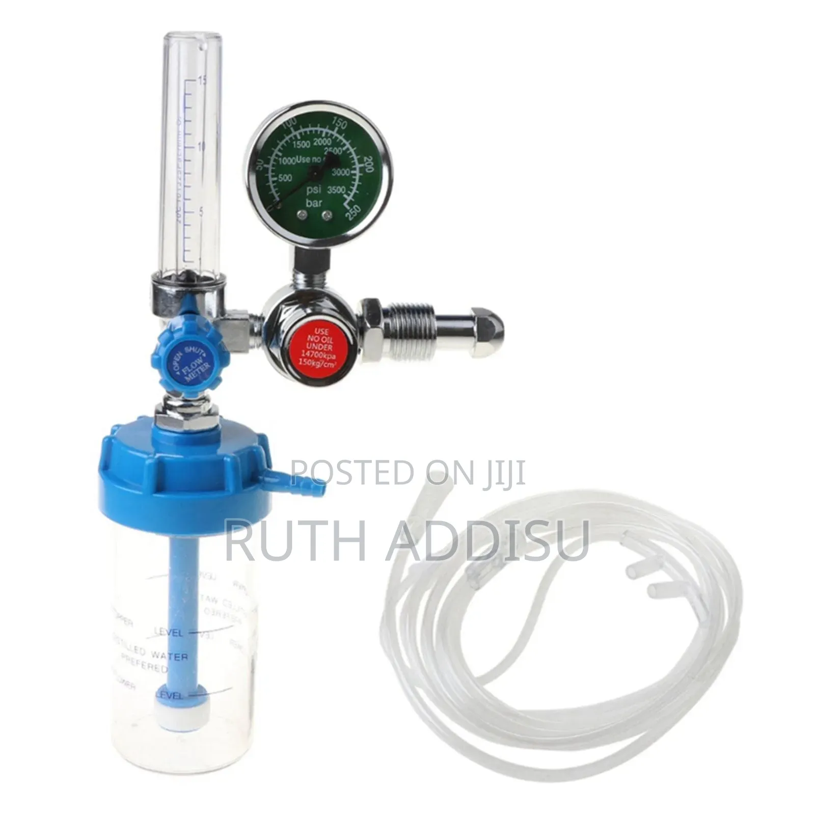 Alexera Oxygen Flow Meter Regulator and Humidifier Bottle With Oxygen