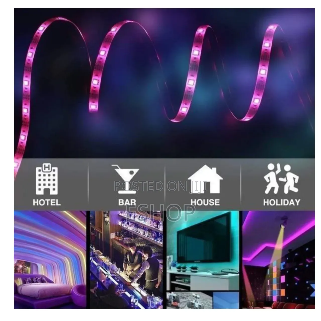 5m Led Strip Light Reel With 12v Adapter - Remote Control for Colors