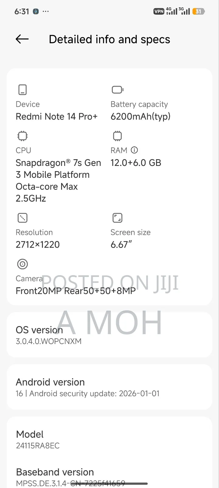 Xiaomi Redmi Note 14 Pro+ 256 GB