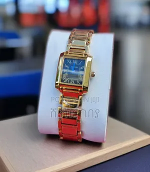 Luxury Cartier Tank Gold Watch - Elegant Blue Dial for Men