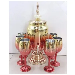The Celebration Fountain: 7-Piece Metallic Amber Stemware Set