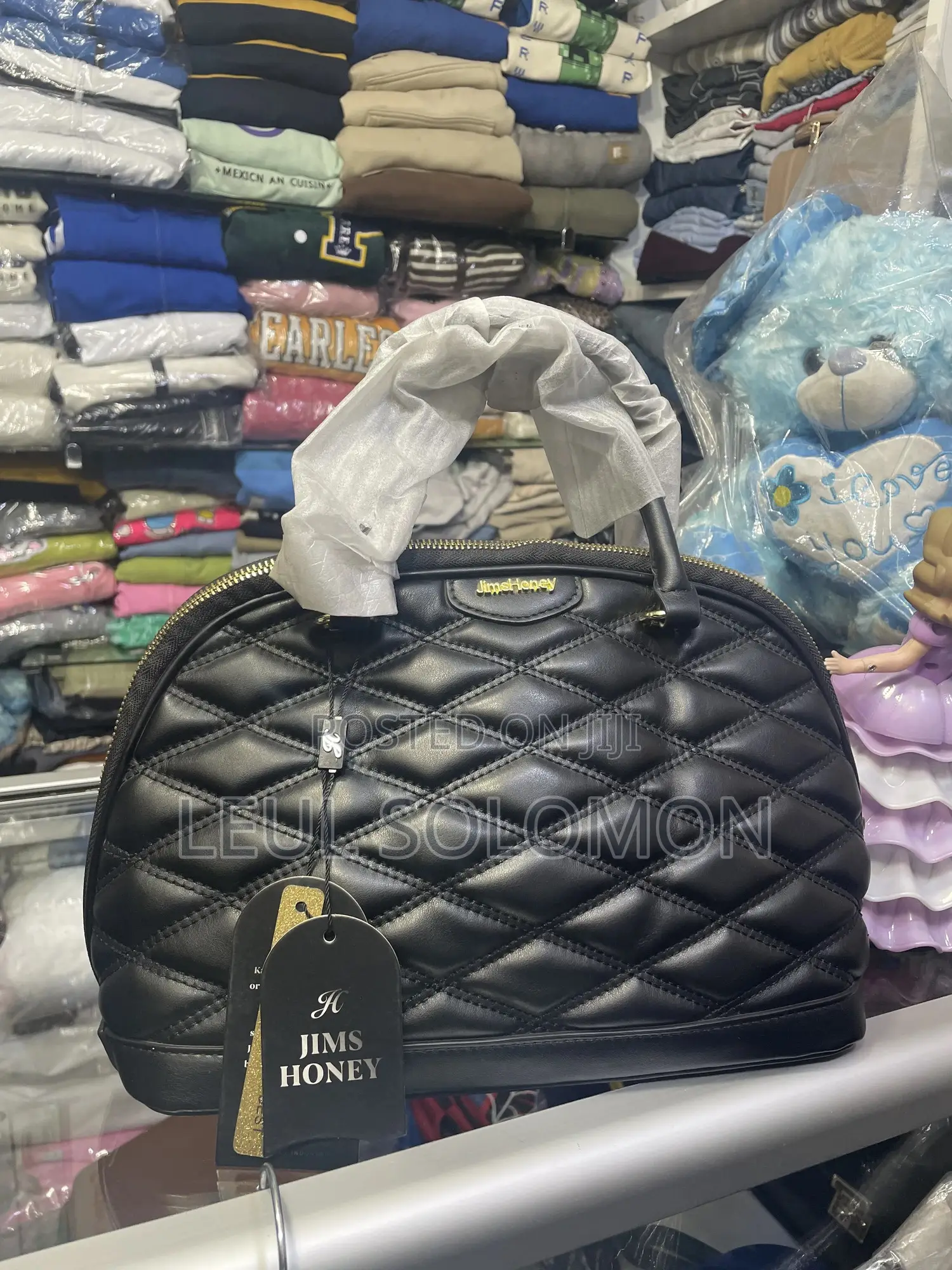 New Jims Honey Quilted Luxury Handbag - Black