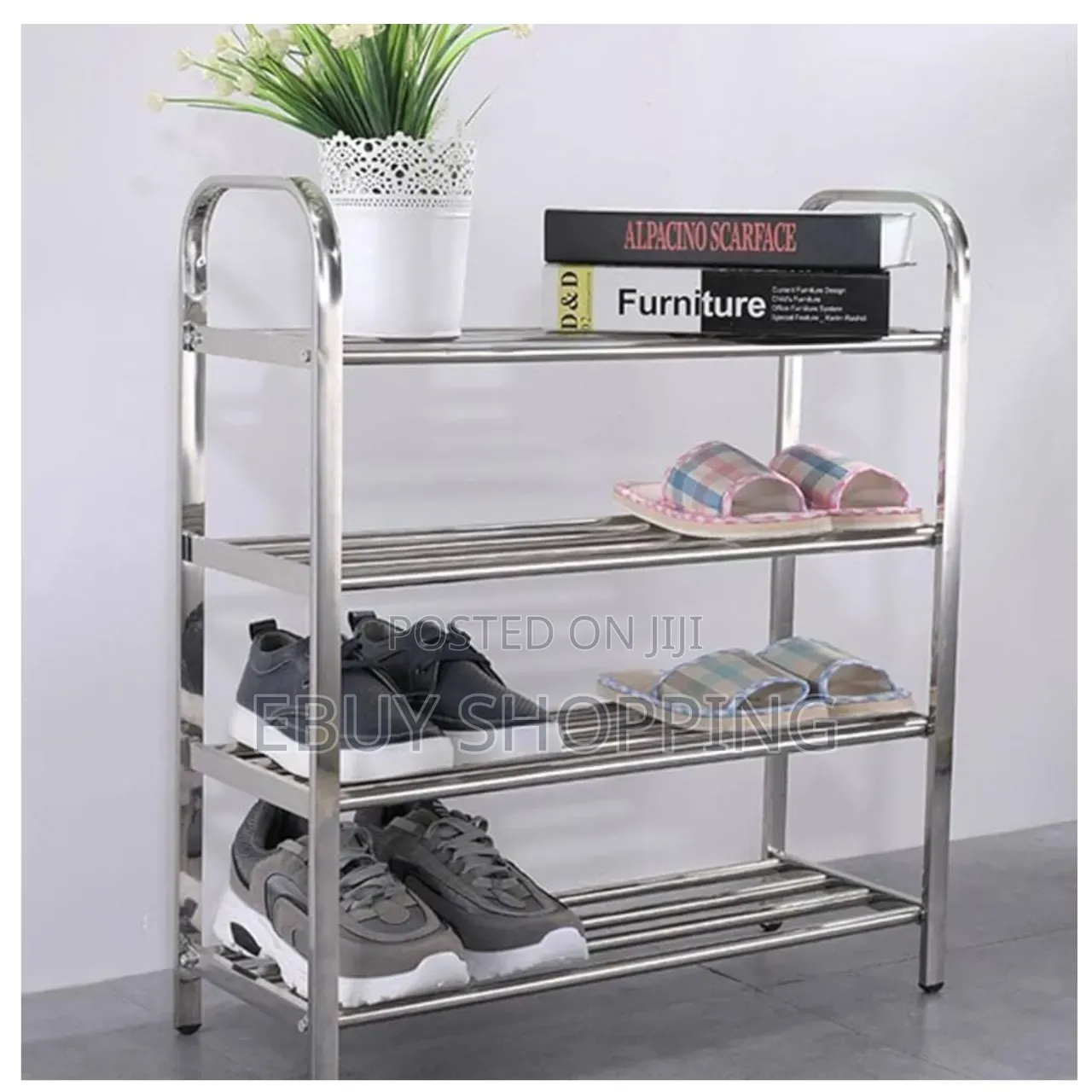 Versatile 4-Layer Stainless Steel Utility Rack (85cm Height)