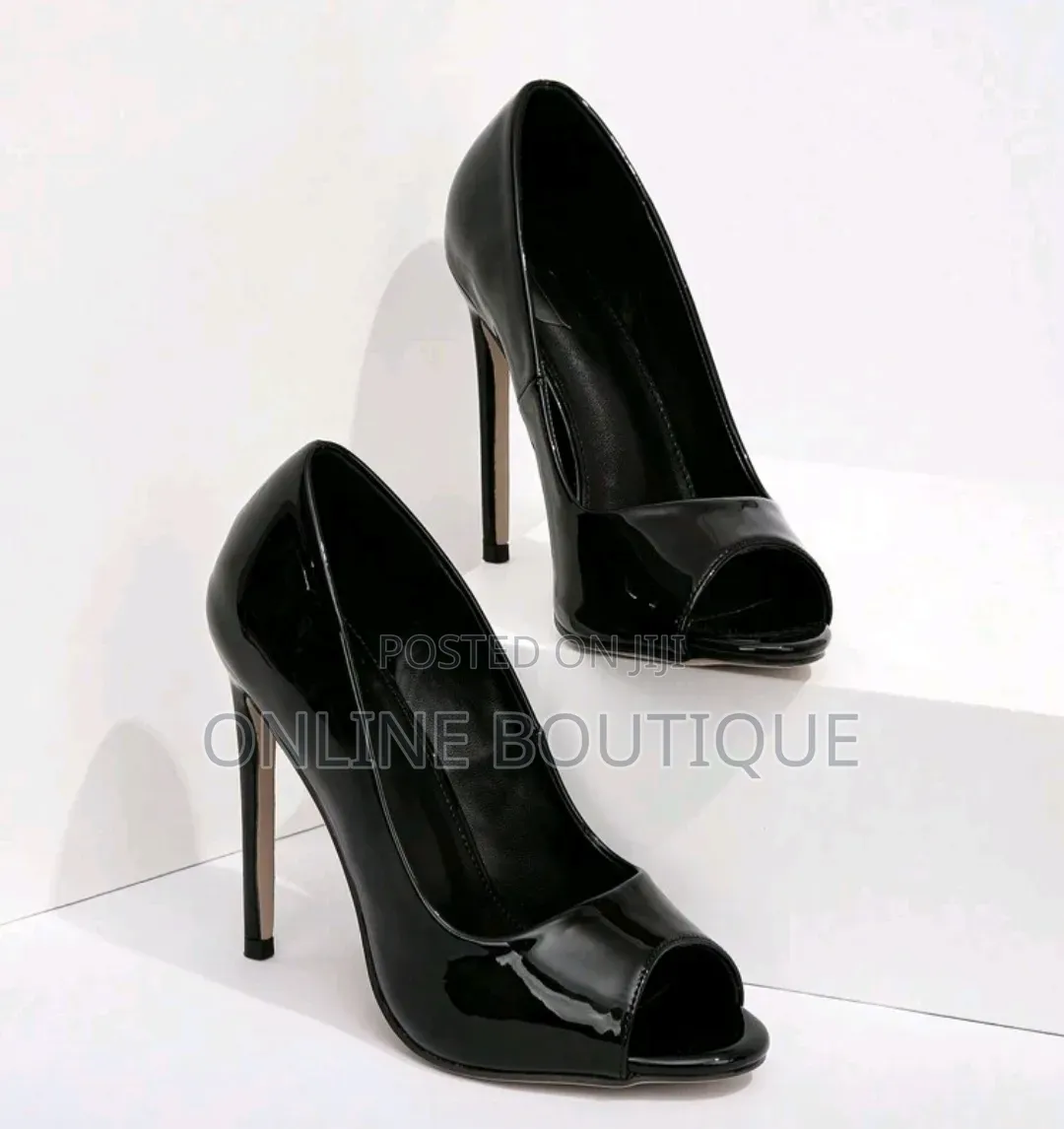 Black Open Toe Stiletto High Heel