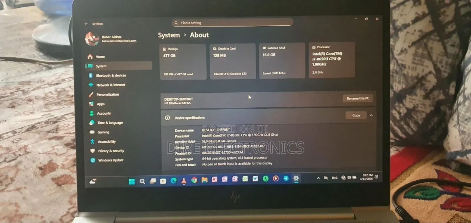 Laptop HP EliteBook 840 16GB Intel Core i7 SSD 512GB