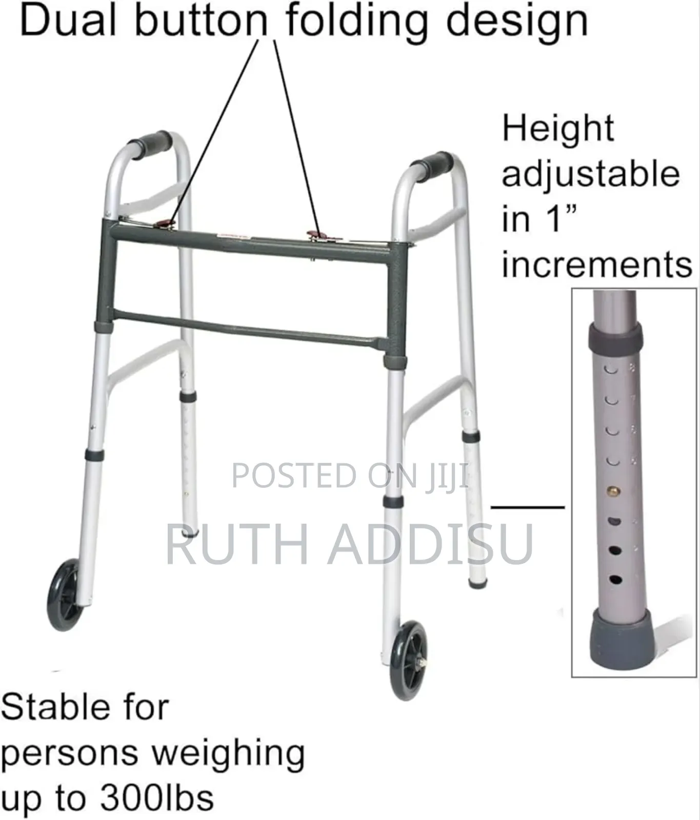 Medline Upright Folding Walker Junior Youth 1ct Walking Aids Packed