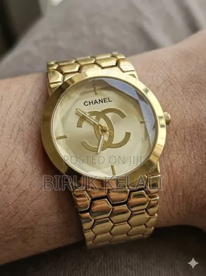 Chanel Brand Gold-Tone Women's Wristwatch, Featuring a Distinctive