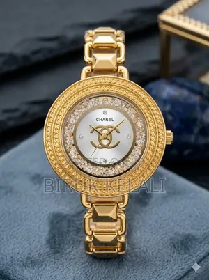 Chanel-Style Fashion Timepiece Featuring a Crystal-Embellished Bezel