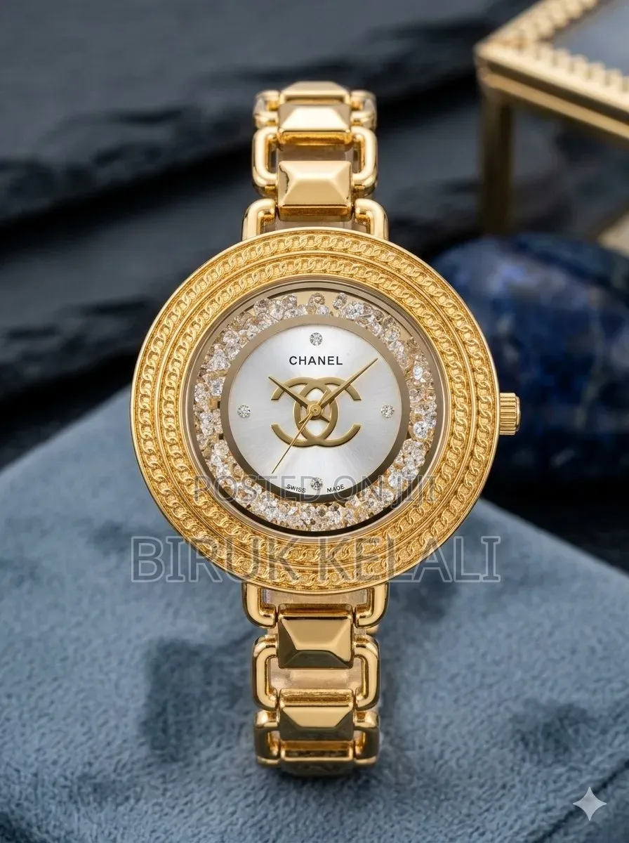 Chanel-Style Fashion Timepiece Featuring a Crystal-Embellished Bezel