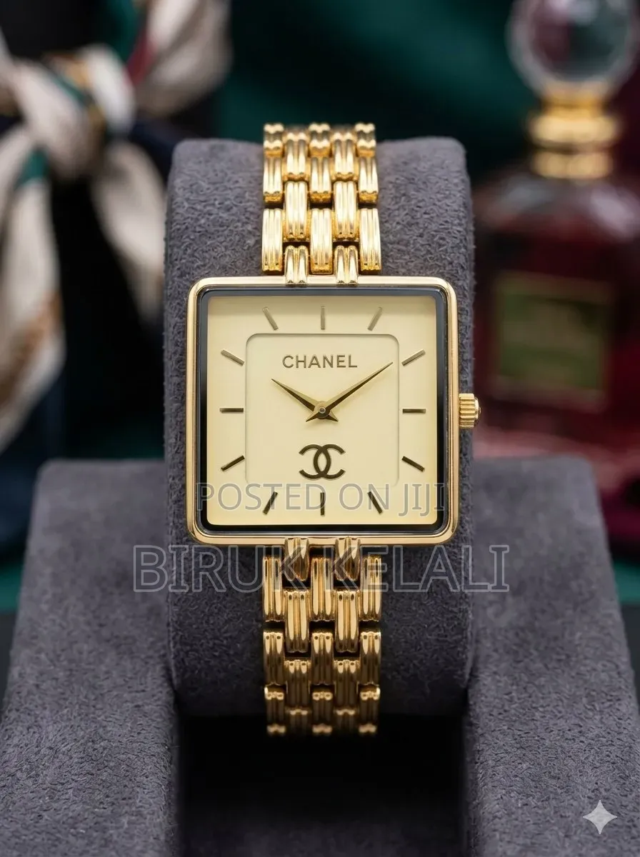 Chanel Women's Watch With a Gold-Tone Square Face and a Link Bracelet