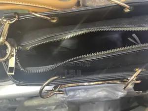 Elegant Black Lady-Style Handbag - Gold Metal Handles