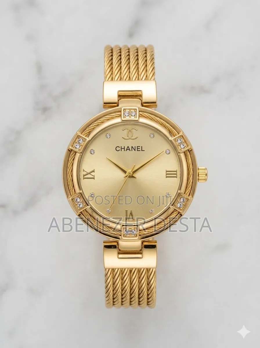 Gold-Tone Chanel Women's Timepiece Featuring a Braided