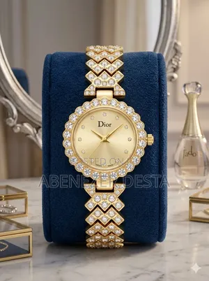 Dior Quartz Stone Watch With a Gold- Tone Cuff Bracelet