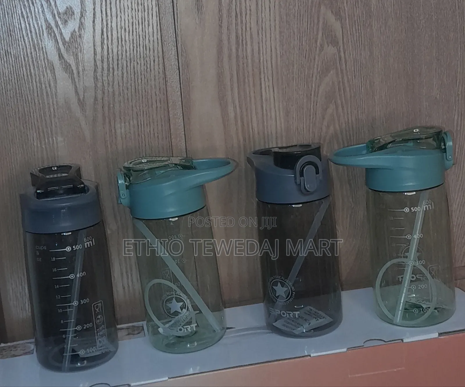 600ml Transparent Water Bottle With Straw