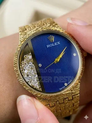 Rolex Cellini Lady's Wristwatch ,A Blue Dial With a Diamond-Paved