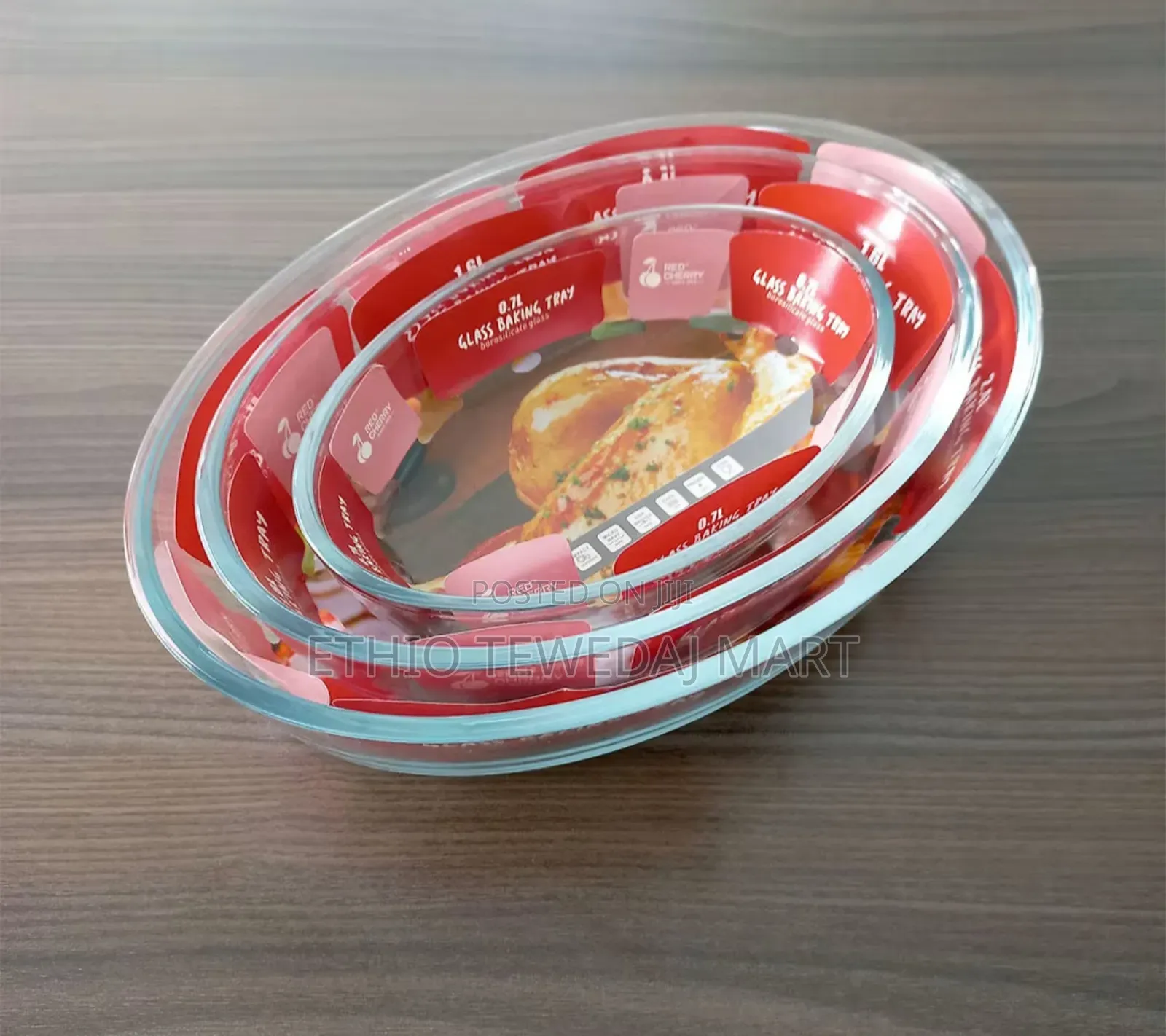3pc Oval Glass Baking Dish Set – 0.7l, 1.6l, and 2.4l