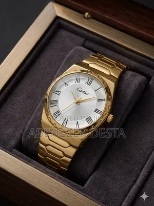 Gold-Colored Wristwatch From the Cartier Brand,