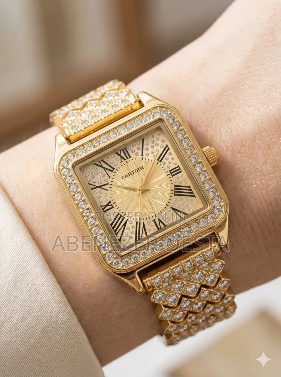 Gold-Tone Square Ladies Wristwatch Featuring A