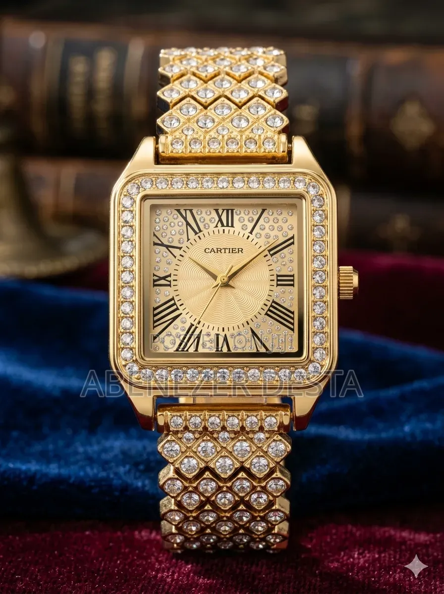 Gold-Tone Square Ladies Wristwatch Featuring A