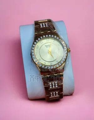 Original Swatch Gold Women’S Watch With Crystals - Swiss Made