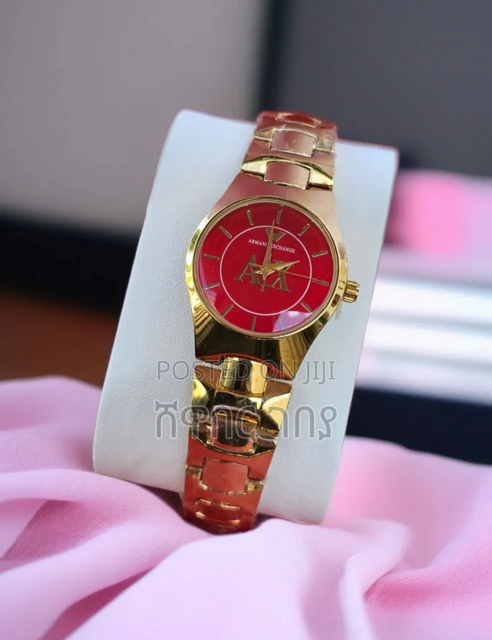 Original Armani Exchange Gold Women's Watch - Red Dial