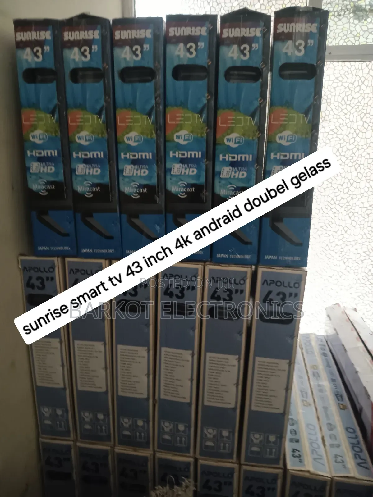 Sunrise Smart Tv 43 Inch Andraid Dobel Gelass 2026 Quality Brand Tv