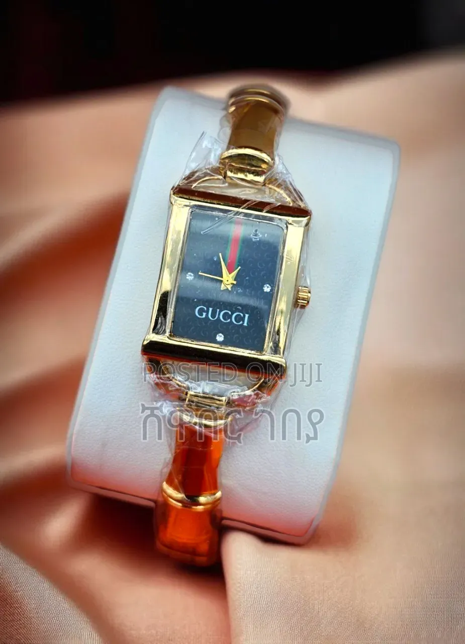 Stunning Gucci-Inspired Rectangular Watch - Signature Stripe Design