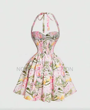 Women's Romantic Floral Print Halter Dress, Graduation Dresses
